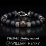 William Henry Triple Red Brown Dinosaur Bone Bead Bracelet